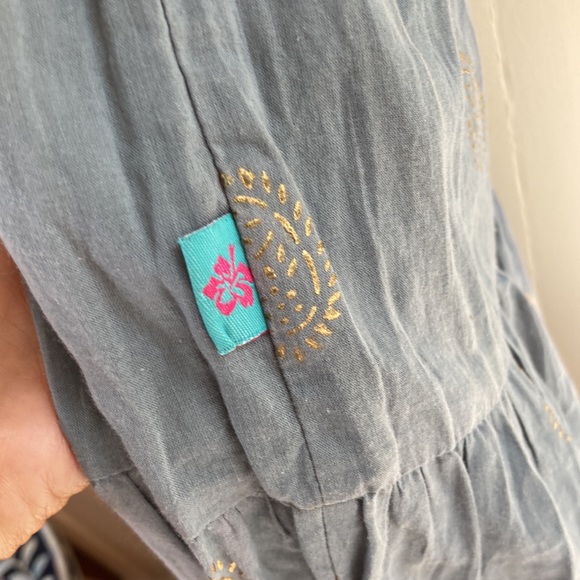 AUROBELLE IBIZA block print maxi dress with lace S/M new - Picture 6 of 12